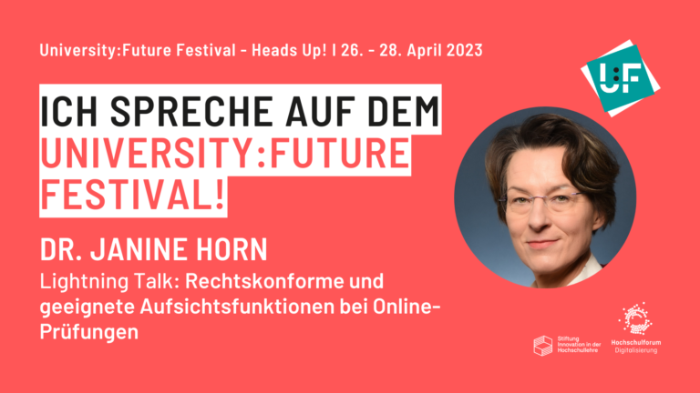 Sharepic zum Beitrag von Janine Horn auf dem University Future Festival