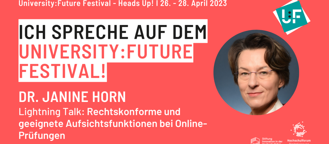 Sharepic zum Beitrag von Janine Horn auf dem University Future Festival